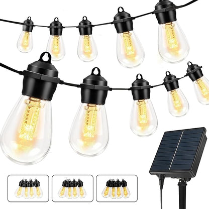 Outdoor Solar String Lights S14, 36FT Patio Lights with 15 LED Bulbs, 3000K Solar Lights Outdoor with Remote & App Control, Solar String Lights for Outside, Camping, Yard, Party Decor, Warm White