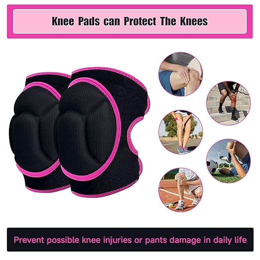 Knee Pads, Thick Sponge Anti-slip, Collision Avoidance Knee Pads, for Running, Mountaineering, House Working,Gardening Maintain (Pink, Medium)