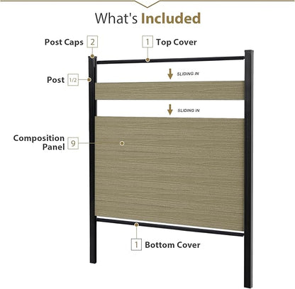 6ft W x 6ft H Outdoor Privacy Fence with Underground Sturdy Alloy Post, Tall Wind Resistant Fence Covering Privacy for Yard Backyard Garden and Swimming Pool(1 Post)