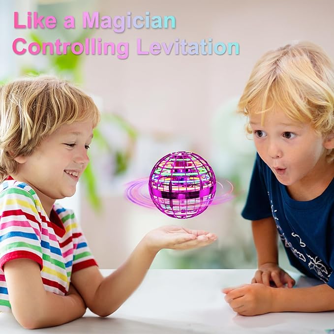 Ivtivfu Flying Orb Ball (Pink, 2025 Upgraded) with Dazzling Lights, Magic Hover Spinner, Boomerang Drone, Floating Cosmic Globe, Kids Outdoor Toys for 6 7 8 9 10 Year Old Boys Girls