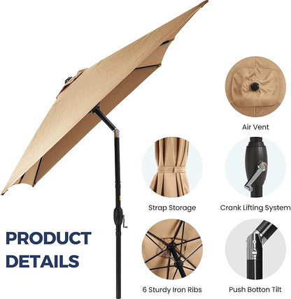 SUNVIVI OUTDOOR Patio Umbrella, Rectangular Patio Umbrella, Metal Pole Square Outdoor Umbrella with Crank and Push Button Tilt, Large Outdoor Umbrella with Polyester Canopy