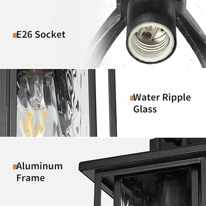 JYZ Dusk to Dawn Outdoor Wall Sconce, 15 Inch Exterior Wall Mount Lantern with Aluminum Frame, Weatherproof Black Porch Light Fixture for Front Door, Garage, Patio, Backyard, Garden JYOWL05-L