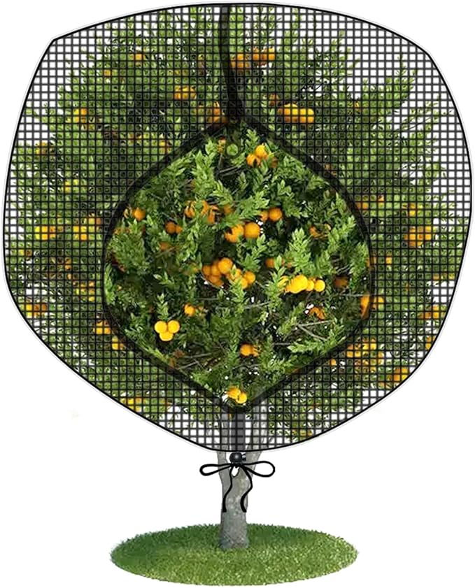 Fruit Tree Netting Covers with Zipper to Protect from Squirrels and Birds Large Netting for Fruit Trees Net Protection, Black, 10' x 10', 1 Pack