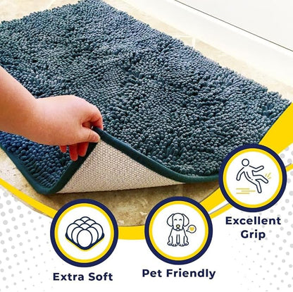 Muddy Mat® | Super Water Absorbent Door Mat Indoor, Microfiber Quick Dry Chenille Entryway Rug,Slip Resistant Front Door Mat,Indoor Mats for Entryway,Machine Washable Pet Rug, Atlantic Blue 24"x36"
