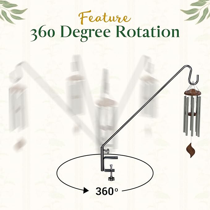 Idzo Deck Bird Feeder Hanger for Railing, 28inch Deck Hook for Bird Feeder Pole, Durable 3 Layers Powder Coated & Sturdy 1 Piece Solid Steel Construction for Hanging Decorations, 2 Pack