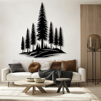 lunwall Metal Pine Tree Wall Art, Metal Forest Wall Art, Pine Branch Wall Decor, Christmas Tree Wall Decor, Forest Wall Hanging, Nature Lover Gift (Style 6, 42" H x 36" W / 106 x 90 cm)
