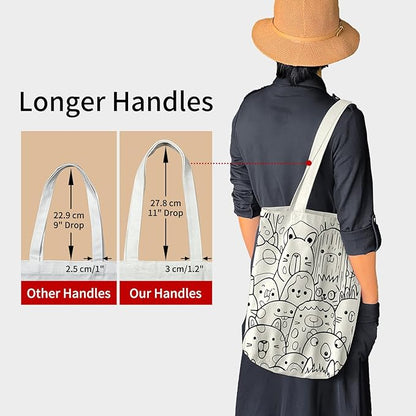 itgowisa Canvas Tote Bag for Women, Tote Bag with Zipper Inner Pocket, Zippered Canvas Bag for Shopping Work Grocery Everyday