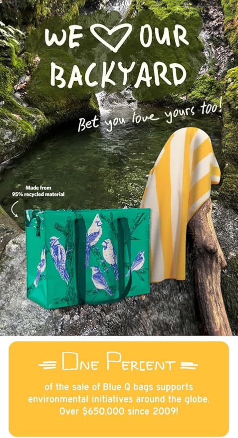Blue Q Reusable Shoulder Tote Bag – Carry Everywhere Bag with a Hefty Zipper, Durable, Fun Design, 95% Recycled Material