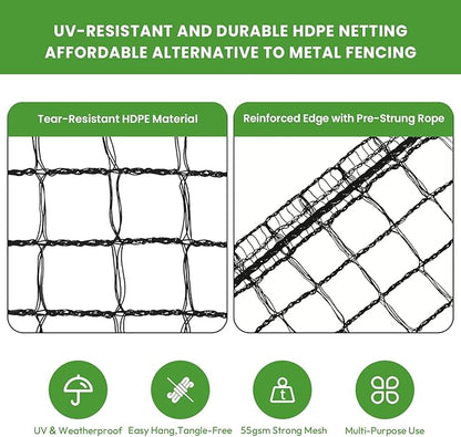 Deer Fence for Garden 4ftx50ft, Plastic Mesh Garden Fencing with Pre-Strung Reinforced Edge, Durable Temporary Fencing, Animal Barrier Fence, Ideal Safe Netting for Poultry, Fruit & Plant Protection