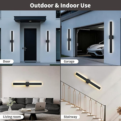 2 Pack LED Modern Outdoor Wall Lights Dimmable 3-Color Temperature 57.5in Exterior Lighting Fixtures IP65 Waterproof Outside Lights for House Hallway Garage Patio