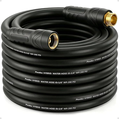 Garden Hose 50 ft x 5/8", NON-EXPANDABLE Heavy Duty Premium Flexible Water Hose, No Kink, Leakproof, Lightweight Hybrid Hose with Male to Female Fittings for Household、Backyard