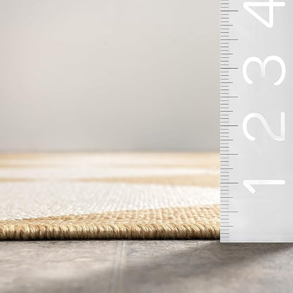 nuLOOM 5' x 8' Outdoor Performance Area Rug, Stain Resistant, Weather Resistant, High Traffic, Patio, Balcony, Outside, Sabina Tan
