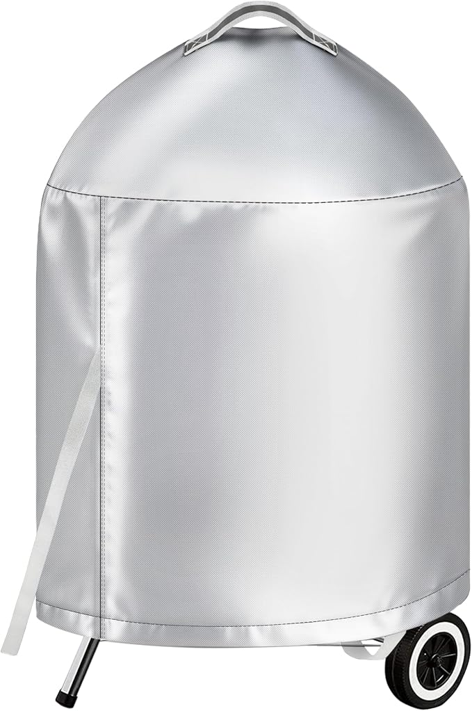 iCOVER Grill Cover for Weber 22 Inch Charcoal Kettle- Heavy Duty Waterproof BBQ Cover for Weber Char-Broil 22 Inch Charcoal Kettle Grills, Silver