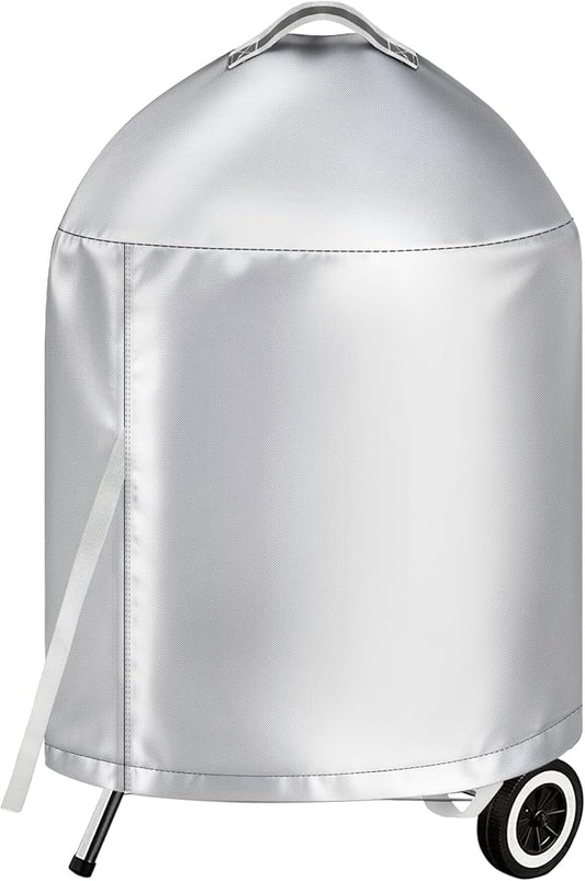 iCOVER Grill Cover for Weber 22 Inch Charcoal Kettle- Heavy Duty Waterproof BBQ Cover for Weber Char-Broil 22 Inch Charcoal Kettle Grills, Silver