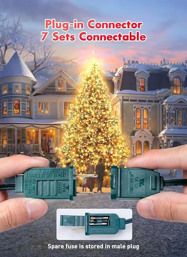 Brightown C7 Clear LED Christmas String Lights Outdoor, 100FT Connectable Vintage Hanging Lamps with 104 0.6W Bulbs(4 Spare) for Xmas Holiday Party Patio Roofline House Decor