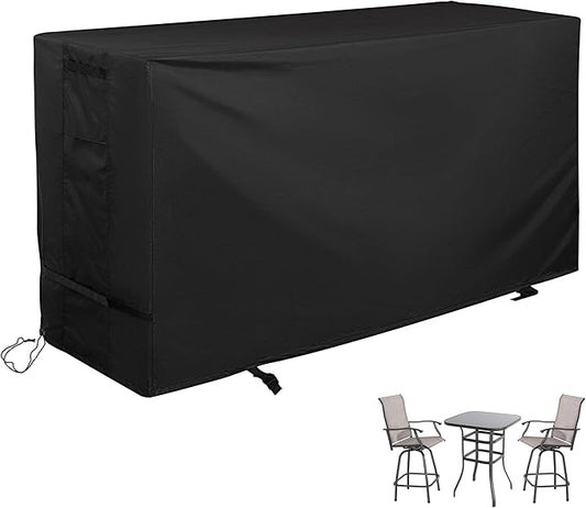 Bar Height Patio Set Cover, Outdoor Bistro Set Cover for High Top Bar Table and Chairs/Outdoor High Stool Bistro Set, Furniture Set Cover for High Top Patio Set of 3 Pieces