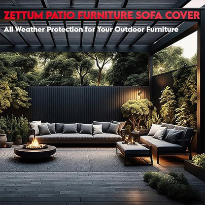 Zettum Patio Loveseat Cover 58 Inch - 600D Outdoor Couch Cover Furniture Sofa Cover Waterproof Heavy Duty, 2-Seater Bench Cover for Outside Sofa, Loveseat, Couch, Bench and Glider - 58 x 32 x 32 Inch