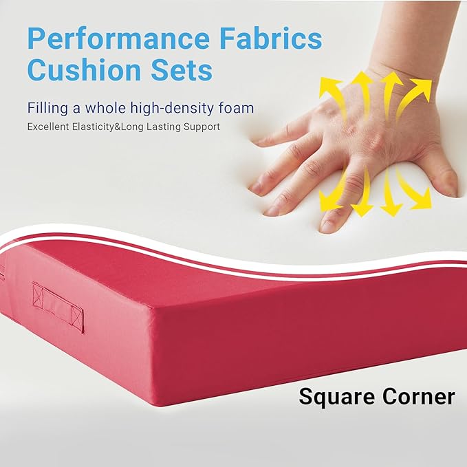 IPYNBAP Outdoor Cushions for Patio Furniture,Outdoor Seat Cushion Set 24 x 24 x 4 Inch,Waterproof & Fade Resistant Outdoor Chair Cushions,Deep Patio Chair Cushion with Removable Cover,Burgundy