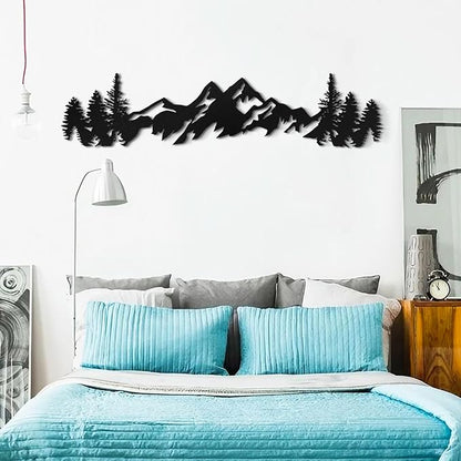 Metal Mountain Wall Art 71 Inch Long, Mountain Wall Decor, Hangings for Living Room, Bedroom