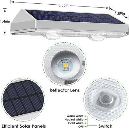 12 Pack Solar Fence Lights Outdoor Waterproof LED - 3000/4000/6000K 3 Mode, IP65 Waterproof Fence Lights Solar Powered, Solar Wall Lights for Outside, Backyard/Step/Patio/Deck Fence/Stair Railings