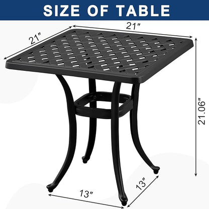 21”Cast Aluminum Outdoor Side Table, Cast Aluminum Patio End Tables, Weather Resistant End Table, Coffee Table for Patio, Porch, Deck, Garden, Black (2, Black)