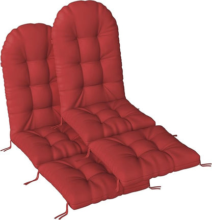 Adirondack Chair Cushion with Ottoman, Folding Adjustable Adirondack Seat Cushions, Waterproof Adirondack Patio Chair Pads for Garden, Deck, or Poolside, Small-Red-2