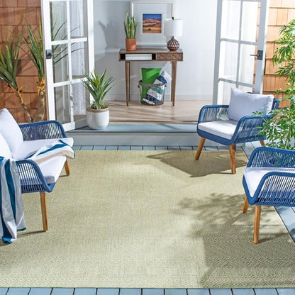 SAFAVIEH Washable Rug Outdoor Courtyard Collection - 8' x 10', Beige & Aqua Blue, Non-Shedding & Easy Cleaning, Ideal for Patio, Backyard, Mudroom, DIning Space (CY6235-21312)