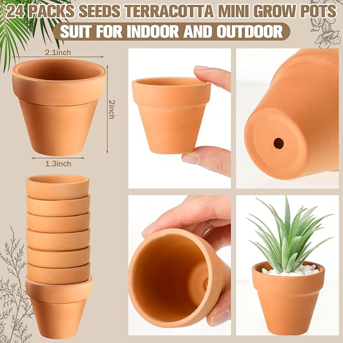 Reallnaive 24 Sets Wedding Favor Flower Seeds Let Love Grow Seed Packets for Guests Family Reunion Wildflower Mini Terracotta Pots Seed Packets Self Adhesive Envelopes Thank You Tags Organza Bags