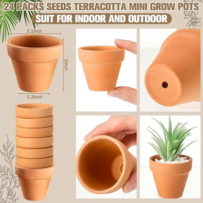 Reallnaive 24 Sets Wedding Favor Flower Seeds Let Love Grow Seed Packets for Guests Family Reunion Wildflower Mini Terracotta Pots Seed Packets Self Adhesive Envelopes Thank You Tags Organza Bags
