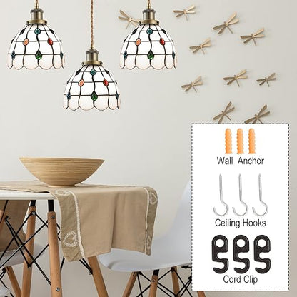 15.4ft Pendant Light Cord Kit, Industrial Vintage Plug in E26 Socket Hanging Light with Switch, Hemp Rope Hanging Light Fixture for Pendant Lamp Farmhouse Lamp Cable DIY