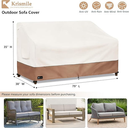 Outdoor Couch Cover for Patio Furniture - Heavy Duty Waterpoof All-Weather 3-Seater Patio Sofa Cover, 79"x38"x35" (Beige)