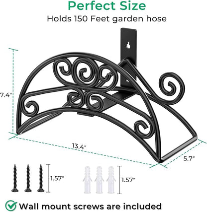 TomCare Garden Hose Holder Wall Mount Water Hose Holders Holds 150 FT Hoses Heavy Duty Metal Hose Hanger Decorative Garden Hoses Storage Organizer Reels for Outside Yard