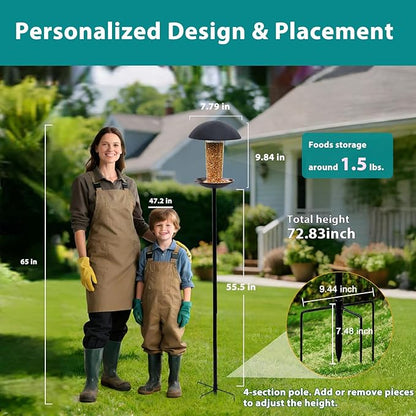 Goodeco Bird Feeder with Pole Standing - Metal Outdoor Bird Feeder for Wild Birds, Perfect for Yard Lawn Garden & Patio Decorations, Ideal Gifts for Mom Dad Grandparents (Black)