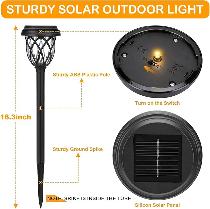 Solar Lights Outdoor 8 Pack Solar Garden Lights Waterproof IP65 Solar Landscape Lights Solar Pathway Lights for Patio, Yard, Driveway Decoration (Warm White