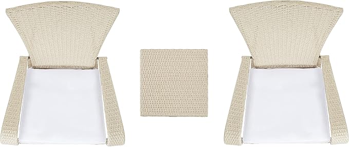 SAFAVIEH Outdoor Collection Edna Beige/White Cushion 3-Piece Lounge Set with Table (PAT7719B)