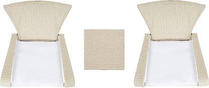 SAFAVIEH Outdoor Collection Edna Beige/White Cushion 3-Piece Lounge Set with Table (PAT7719B)