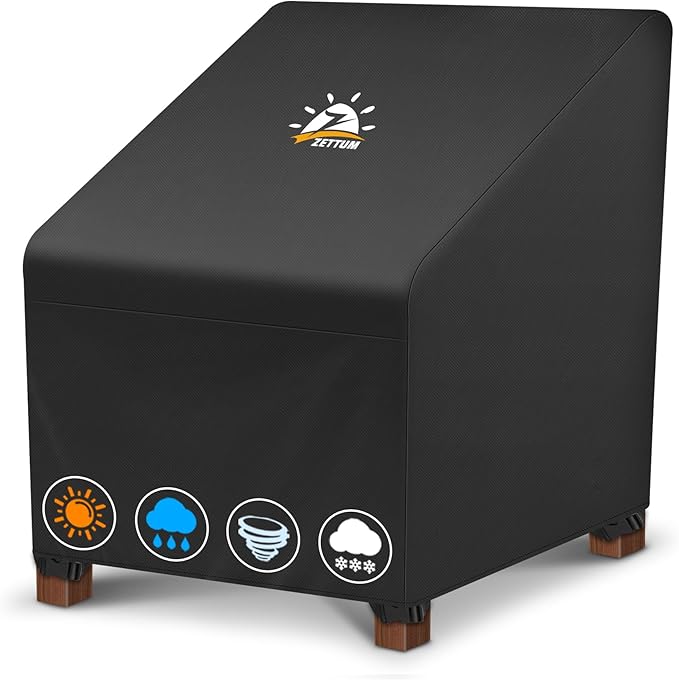 Zettum Patio Chair Cover - 600D Outdoor Chair Cover Waterproof & Heavy Duty, Lawn Lounge Deep Seat Furniture Cover for Swivel Chair, Wicker Chair, Rocking Chair, Single Sofa Chair - 32 x 38 x 31 Inch