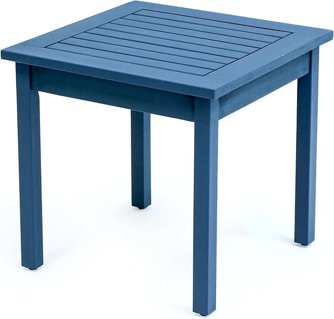 JONATHAN Y END6000N Archer 18.9" Modern Classic Square Slatted Solid Acacia Wood Indoor/Outdoor Adirondack Side Table for Patio, Garden, Bathroom, Living Room, Nautical Blue