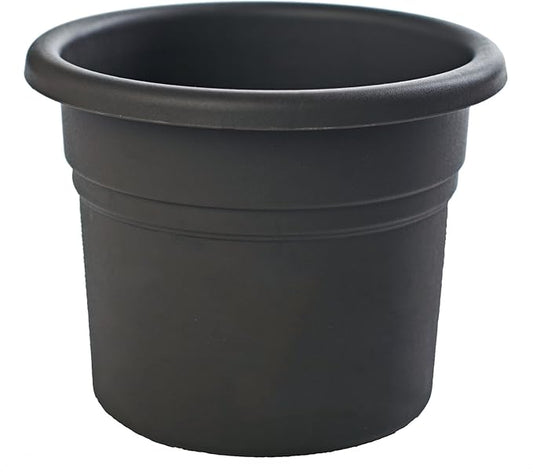 Bloem Posy 16" Black Round Resin Planter Pot Indoor and Outdoor Gardening