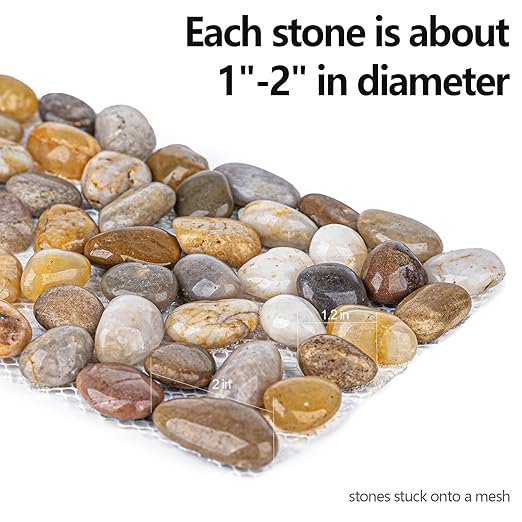 6 Pcs River Rock Stepping Stones, 16" L x 5.5" W Rectangles Natural Outdoor Pavers Pebbles Polished Gravel for Garden Walkway Pathway