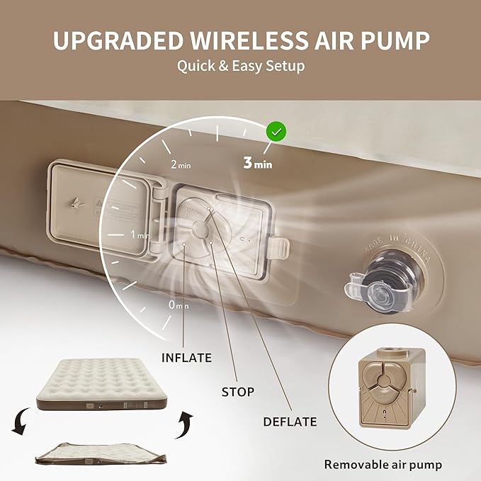 Naturehike California King Size Air Mattress with Built-in USB Rechargeable Pump, 992 lbs Max Support Inflatable Mattresses, Blow up Mattress Air Bed for Home, Camping, Guests, Travel