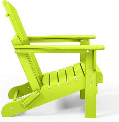 WestinTrends Malibu Malibu Outdoor Folding Poly Adirondack Chair (Set of 8), Lime