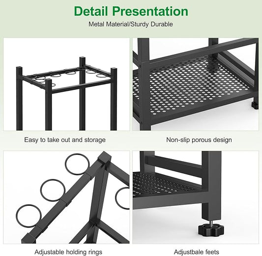 Dirza Garden Tool Organizer,Yard Tool Organizer for Garage Organization and Storage,Garden Tool Rack with 9 Loops for Garage, Shed, Outdoor,Easy Take Out and Storage,Will NOT tip over