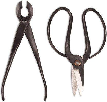 BambooMN Bonsai Basics Set - 8" Concave Cutter, 7" Heavy Duty Shear - 1 Set