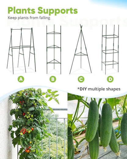 Quictent Galvanized Raised Garden Bed 8x4x2 Ft Tall Metal Planter Box for Vegetables Bottomless for Backyard, 2 Tomato Cages Included, 22.04" Deep, Beige