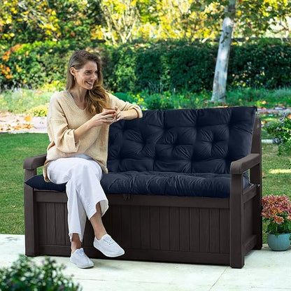 Swing Replacement Seat Cushions, 2-3 Seater Bench Cushions for Outdoor Furnitur with Backrest, Garden Recliner Seat Cushions Waterproof Sofa Pads (Dark Blue, 47x40in)