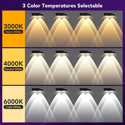 Solar Fence Lights Outdoor,8 Pack Waterproof LED Solar Powered Deck Light with Ultra Bright LED Lens,3000K/4000K/6000K Selectable,12+ Hours Steady Glow for Step,Railing,Backyard,Wall