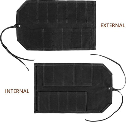 Tool Roll,10Slots Tool Roll Up Pouch,Heavy Duty Waxed Canvas Tool Roll Bag,Chisel Wrench Spanner Roll Tool Pouch with Leather Rope,Tool Roll Organizer for Mechanic Electrician Plumber Carpenter