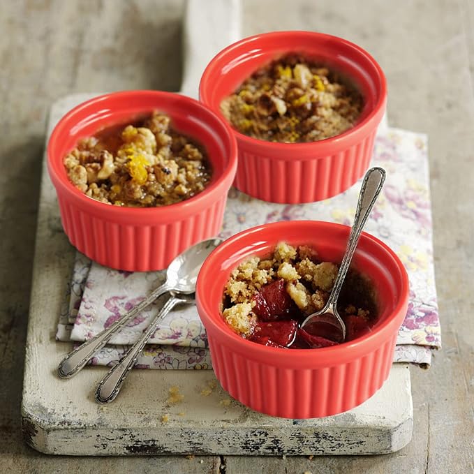 Cinf Porcelain Ramekin Red 10 oz Pudding Bowls Dishes Cup for Baking- Set of 4,Souffle Cups Dishes, Creme Brulee, Custard Cups, Desserts, Oven, Microwave, Freezer and Dishwasher Safe