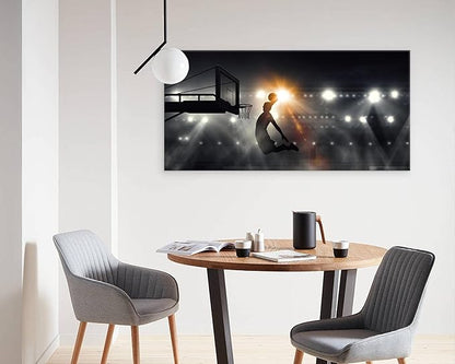 Muolunna BK06675 Basketball Sports Canvas Wall Art Picture 1 Panel Sports Painting Art Prints For Living Room Boys Room Office Wall Decor Artwork
